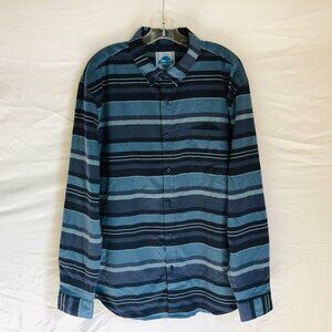 RSVLTS Borland Men's Size 2XL Blue Striped Flannel Shirt